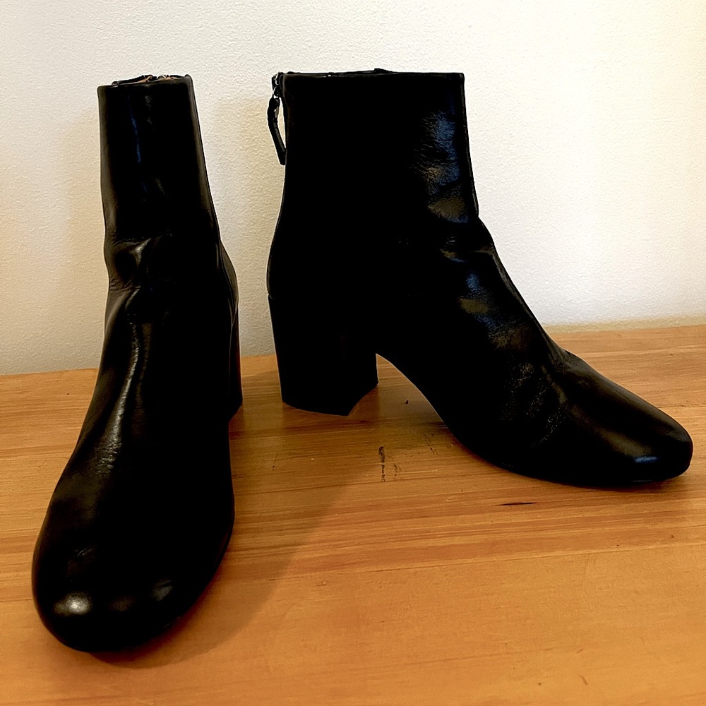 ARKET Black Leather Stacked Heel Boots— Size 40/9 - Picture 3 of 6